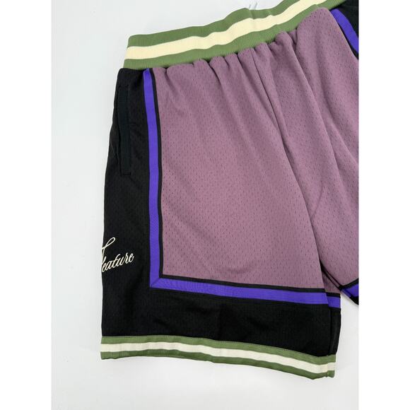 Feature Collab Mitchell & Ness Shorts Size XL Purple Green NWT - Picture 2 of 12